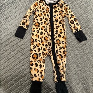 Leopard Skull Print Zip Pajamas